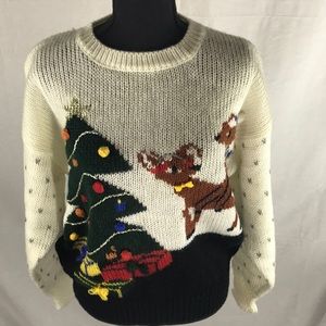 Fetagetti Christmas Tree Reindeer Sweater - Size L